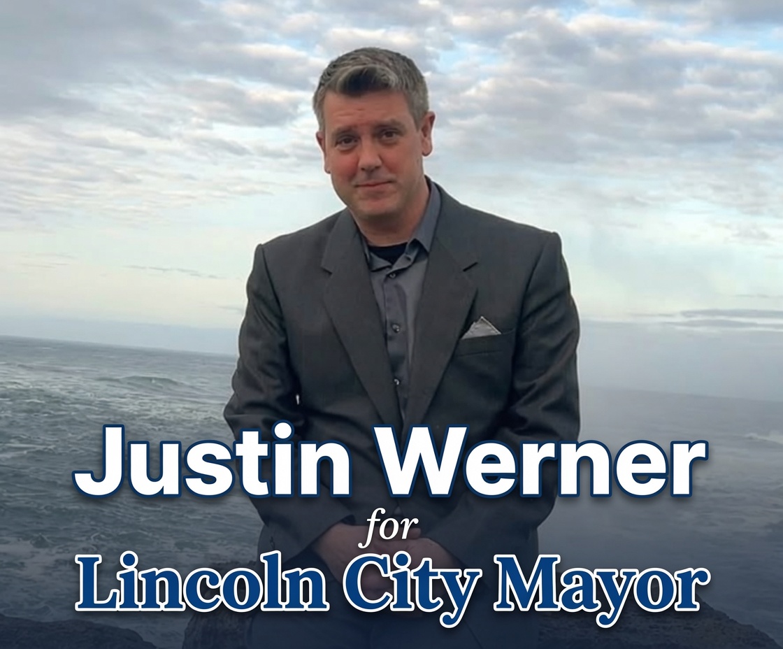 Justin Werner — Father of three, Independent/NAV, journalist and business owner running for Mayor of Lincoln City. Ready to lead with integrity, transparency, and a commitment to every resident.